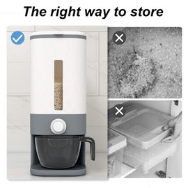 Large Rice Dispenser, Large Grain Container Storage with Lid Measuring Cylinder Moisture Proof Household Cereal Dispenser Bucket for Kitchen Soybean Corn
