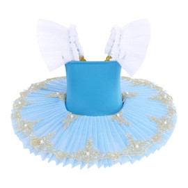 IBAKOM Girls Swan Lake Ballet Dress Sequin Beaded Golden Embroidery Camisole Skirt Leotard Gymnastic Dance Tutu Dress Ballerina Dancewear Light Blue 13-14 Years