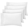 4 Pack Soft Microfiber Pillowcases with Embroidery - Envelope Closure,