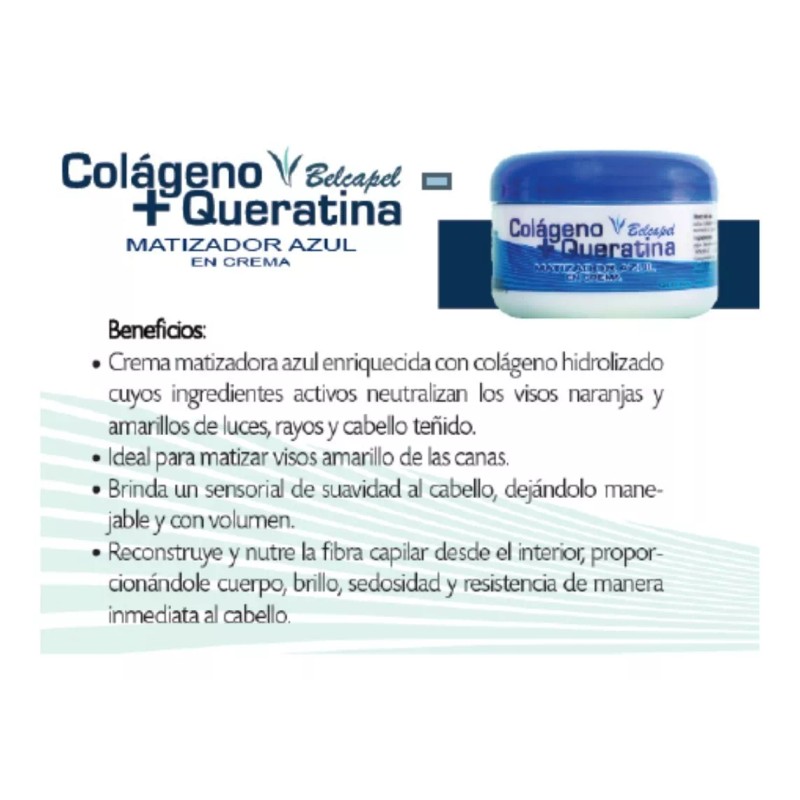 belcapel Matizador Azul Crema Colageno+queratina Belcapel 250ml 6pz