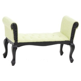 Dollhouse Miniature Settee (Black with Green Fabric)