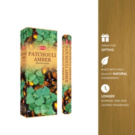Hem Patchouli Amber Incense Sticks (120 Sticks, 6 Boxes Inside) - 9 Inches Long, 20g per Box - Ideal Choice for Fragrant Offices