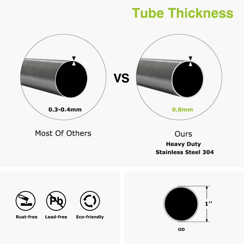 Naiture 60" Heavy-Duty Straight Shower Curtain Rod, Rustproof Stainless Steel