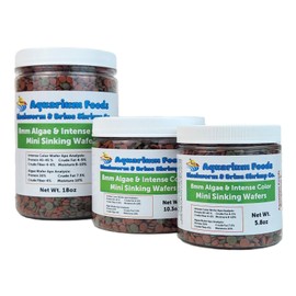 Aquatic Foods Inc. 8mm - 1/3" Brine Shrimp/Red Algae Color Enhancing & Spirulina/Green Algae Sinking Wafer Mix for Shrimp, Snails, Plecos, Catfish, All Tropical Fish...WL…5.8oz Round Jar