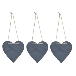 Set of 3 Slate Heart 12 x 11 cm Slate Memo Board Door Sign Decorative Hanger Sign Wall Decoration