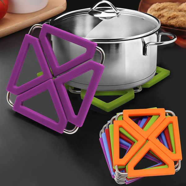 Set of 5 Silicone Trivet Mat Expandable Hot Pot Holder