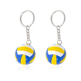 2 Pieces Volleyball Keychains, Sports Souvenirs, Creative Keychains, Bag Charms, Sports Element Keychain, Yellow / White / Blue, Modern