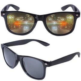 Heart Effect Diffraction Glasses Party Rave Heart Light Glasses Festival Accessories Square Sunglasses Shades Love Gift