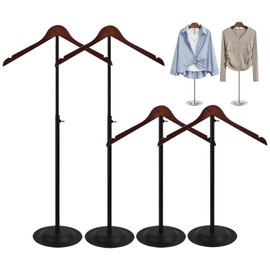 4 Pack T Shirt Display stand, Adjustable T shirt Shoulder Stand for Vendor Portable Hanging wooden Clothes Rack for Clothing Dress Jacket Coat Retail 17-31 Inch, Black