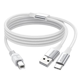 MOSWAG 2in1 USB Printer Cable 32.8FT/10M with USB C to MIDI Cable Printer Cable,USB MIDI Cable USB C to USB B MIDI Cable,Cable,Compatible with Music Instrument,Piano,Midi Keyboard,USB Microphone