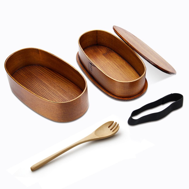 YFWOOD Japanese Bento Box, Lunch Boxes, Japanese Double Layer Natural