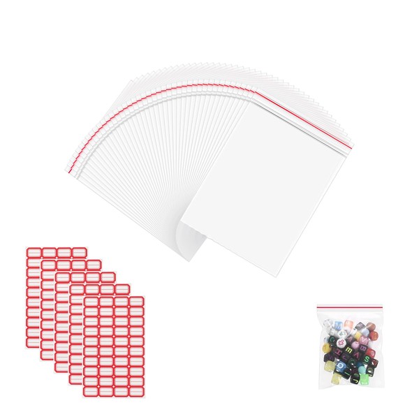 Pack of 200 Zip Bags, Zip Closure Set, Transparent Zip