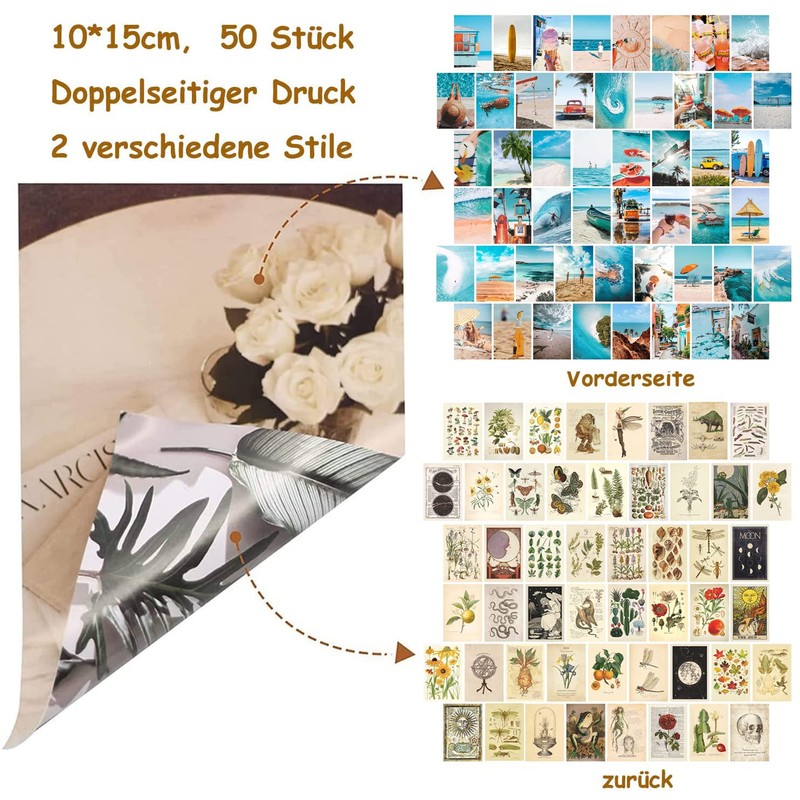 Anguxer 50 Pieces Wall Collage Kit Aesthetic, Aesthetic Postcards, Aesthetic