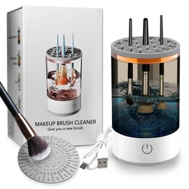 Electric Makeup Brush Cleaner Machine, Quick Efficient Deep Cleaning Makeup Brush, Automatic Spinning Cosmetic Brush Cleaner All Types of Brushes Portable Compact Design for Travel Home Use