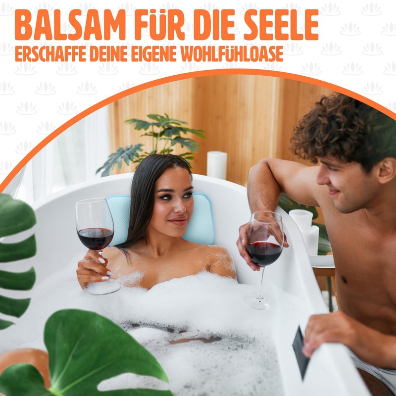 BadLiebe Bath Pillow Blue - Tested Quality - Includes 4