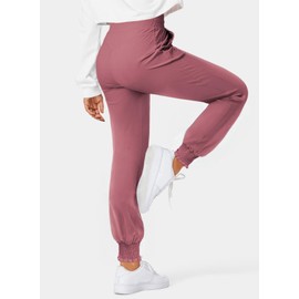 Dokotoo Joggers for Women High Waisted Drawstring Pant Womens Workout Pants with Side Pocket Casual Flowy Cuffed Plain Jogging Resort Wear for Women Lounge Sweatpants Pink XX-Large