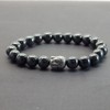Zen ethnischen Thurcolas Armband mit Hämatitperlen und tibetischen versilbert Buddha