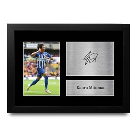 HWC Trading FR A4 Kaoru Mitoma Brighton & Hove Albion Gifts Printed Signed Autograph Picture for Football Fans and Supporters - A4 Framed