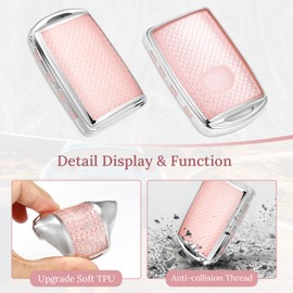 Coverforkey for MZD Key Fob Cover with Fashion Braided Keychain, Enchanting Diamond Patterns Soft Case for Mazda 3 6 CX-3 CX-5 CX-9 CX-12 CX-30 CX-50 CX-90 (4 buttons) (Pink, B)