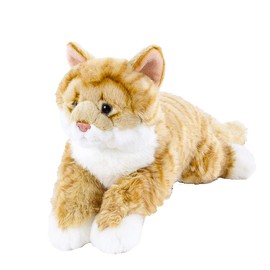 Teddys Rothenburg Uni-Toys Cuddly Toy Cat Lying Down Red/White Tabby 40 cm Plush Cat