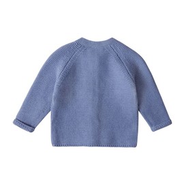 Stellou & Friends Cotton Baby Cardigan with Wooden Effect Buttons and Slanted Raglan Sleeves, purple
