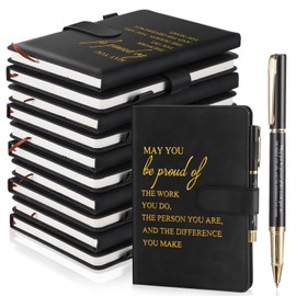 Kosiz 40 Pcs Christmas Employee Appreciation Gifts Bulk Inspirational A5 Leather Notebooks Journal with Pens Thank You Gift for Xmas Holiday Coworker Staff Volunteer Teacher Nurse (Black)