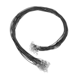 HARFINGTON 20Pcs Waxed Necklace Cord Bulk Black 1.5mm Dia 24" Necklace String Rope with Chain Clasp for Pendants Bracelets Jewelry Making Supplies Accessories