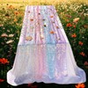 FuSenYuan Pink Sequin Table Runner 10Ft 1Pcs, Iridescent Table Runner
