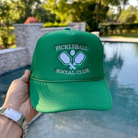 NACRE APPAREL Pickleball Social Club Embroidered Trucker Hat Adjustable Embroidery Trucker Hat Pink #34, 6 1/2