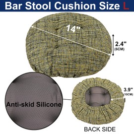 SINOSSO Modern Bar Stool Cushion Dia.14, Fashion Interweaving Design Anti-Skid Silicone Round Stool Seat Cushion Cover Padded (Yellow, L,1)
