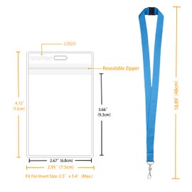 8 Pack Breakaway Lanyard with Badge Card Holders, Durable Rainbow Neck Safety Lanyards Straps for Name Badge Holders in Bulk, Assorted 8