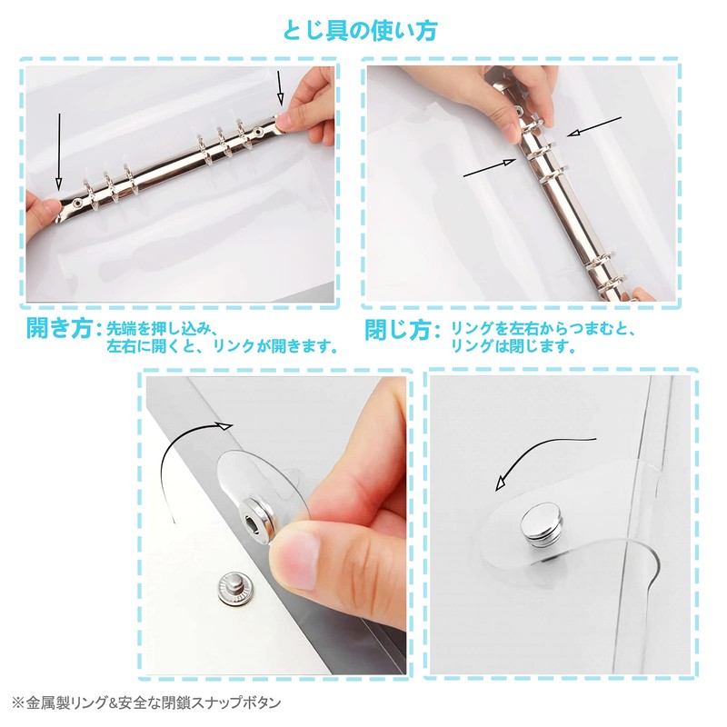 6 Hole A6 Personal Organizer Binder A6 Transparent Button Notebook