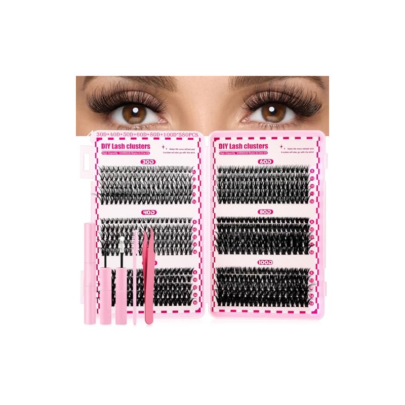 NUHEXRY - Pestañas Postizas Kit Completo, Manga Lashes Con Unión