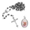 Holy Communion Hematite Rosary and Picture Medal Gift Set