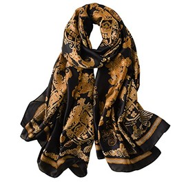 NUWEERIR Womens 100% Large Mulberry Silk Scarf Long Satin Scarf Fashion Designer Scarf Lightweight Wraps