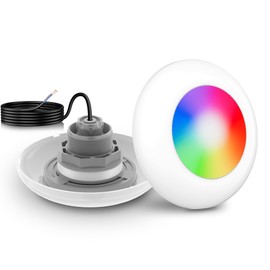 LyLmLe LED Pool Headlight with External Thread 2 Inches, 15 W RGB Pool Lighting Synchronous Control, Diameter 190 mm, 12 V AC Underwater Spotlight LED for Above Ground Pools, Steel Wall Pool, Single