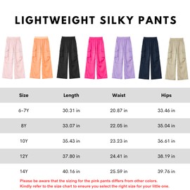 Lightweight Silky Jogger Pants for Girls Kids & Toddler Warm Weather Cargo Loose High Waisted Pants