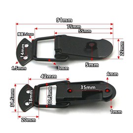 2PCS Iron Tension Clasp, 91mm Spring Loaded Toggle Latch with Lock Ring for Box Drawer Cabinet