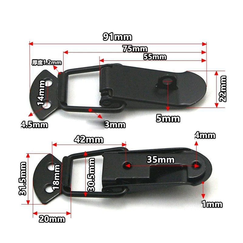 2PCS Iron Tension Clasp, 91mm Spring Loaded Toggle Latch with
