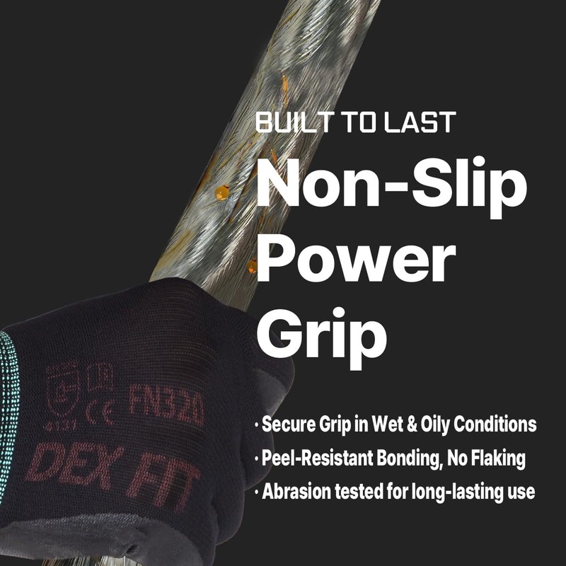 DEX FIT Nylon Work Gloves FN320, 3D Comfort Fit, Power