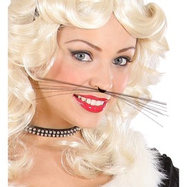 Widmann 1804A - Katzen Schnurrbart, Schwarz, Accessoire, Karneval, Mottoparty