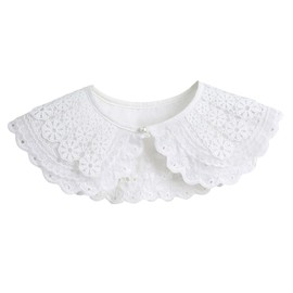 Zerodeko Pack of 1 Fake Collar Small Scarf White Lace Collar Lace Collar for Dress Clothing Accessories Bow Neck Tie Collar Strap Decorate Women's False Collar Cotton, White