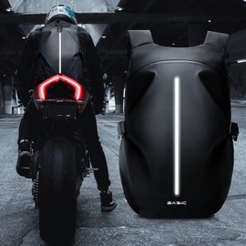 Motorcycle Backpacks for Men Women Waterproof Helmet Backpack, Motorcycle Accessories, Laptop Bags, Travel Backpacks, Student School Bags,Black L