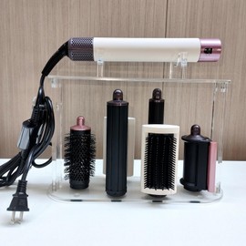 Storage Holder Compatible for Dyson Airwrap Styler Accessories, Acrylic 6 Holes Countertop Bracket Organizer Stand, Storage Rack for Hair Curling Iron Wand Barrels Brushes Diffuser Nozzles for Bathroom/Bedroom/Home