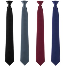 Bencailor 4 Pcs 24 Inch Men's Clip-on Ties Solid Color Men's Tie Pretied Clip on Ties for Men Men's Clip on Necktie Men's Button Ties(Black, Charcoal Grey, Navy Blue, Wine Red)