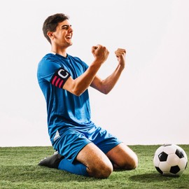 PartyKindom 2pcs Soccer Captain Armbands: Unisex Elastic Captain C Arm Bands Football Captain Armband Adjustable Captain Bands for Youth Adult Sports Team Training