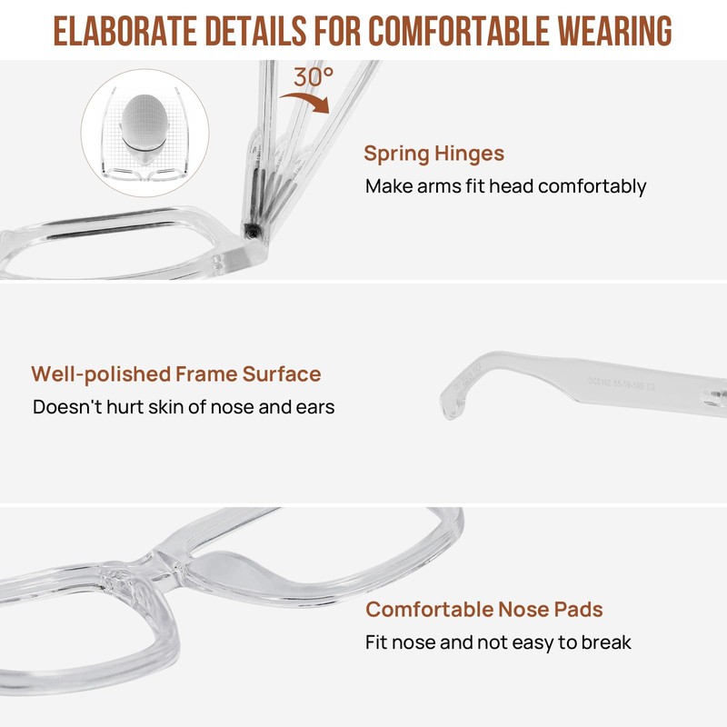 Large Reading Glasses Women Trendy Thick Square Readers 1.0 1.25