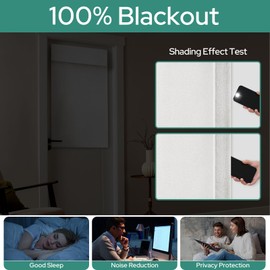 HOMEIDEAS 100% Linen Blackout French Door Curtains, Privacy Door Window Curtains, 26 X 40 Inch Room Darkening Blinds, Thermal Insulated Shades for Bedroom, 1 Panel, White