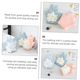 Baluue 3-pack Boys and Girls Bath Mitts Cartoon Shower Glove Set for Bathing Gentle Exfoliating Bathing Glove Adorable Design for Daily Use Random