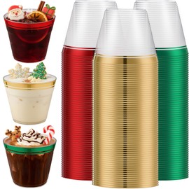 60 Pcs 9 oz Green,Red,Gold Plastic Wine Cups for Halloween